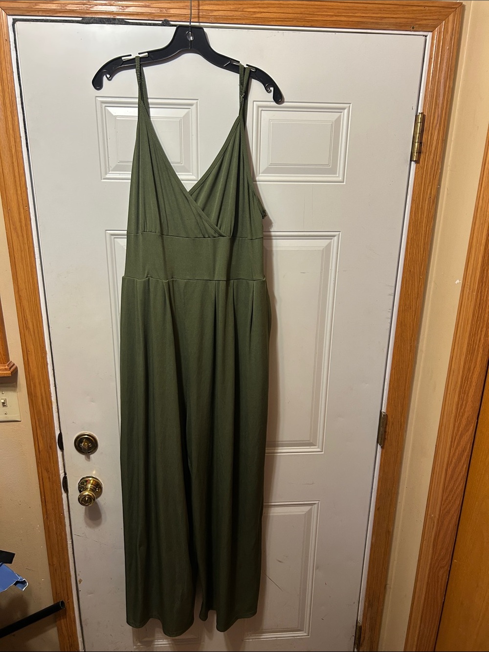 Olive Green V-Neck Jumpsuit 4XL